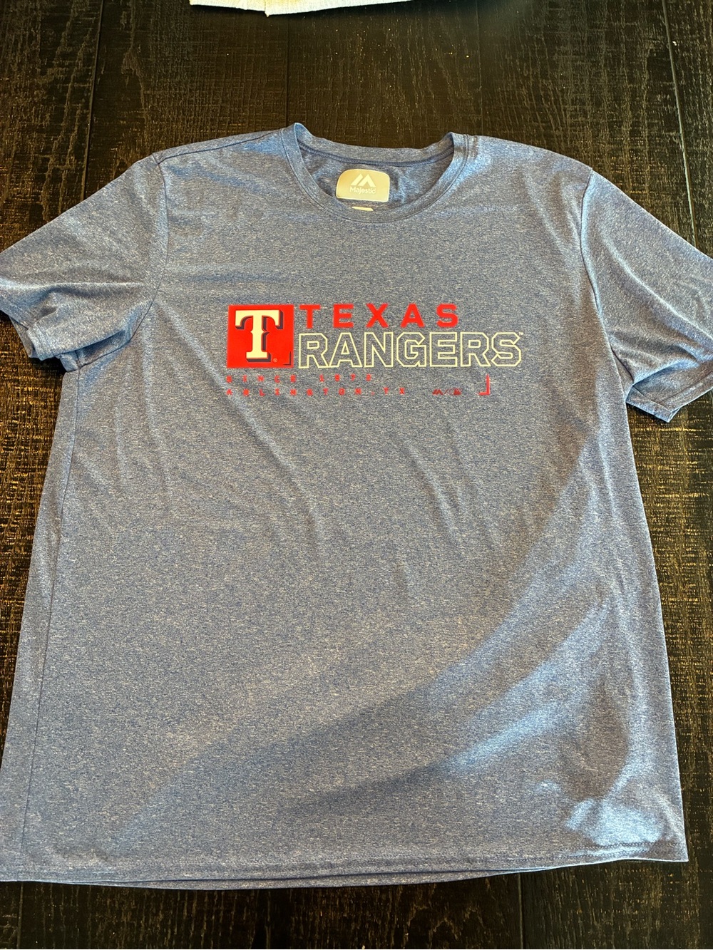 Majestic Texas Rangers Heather Blue Short-Sleeve Logo Tee